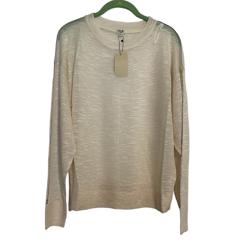 Uniq Women's Lightweight Long Sleeve Sheer Top Sweater Cream Size M/L NWT